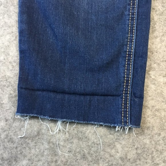 Indigo Rein Jeans 13 14 32 Mid Rise Skinny Ankle Dark Wash Distressed Raw Hem - Picture 2 of 13